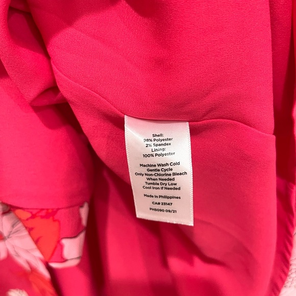 Talbots Plus Women Pink Floral Button Belted Lined Chrysanthemum Dress Size 20W - Picture 8 of 8